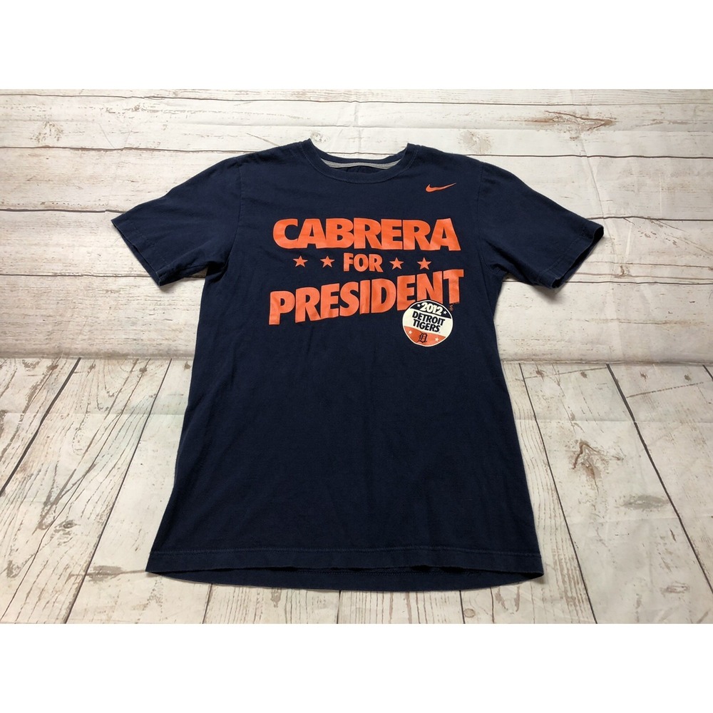DETROIT TIGERS MIGGY MIGUEL CABRERA FOR‎ PRESIDENT BASEBALL SHIRT NIKE SMALL USA
